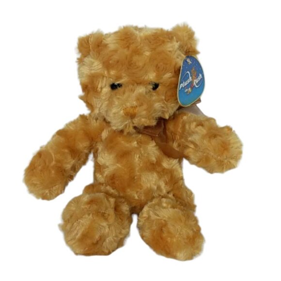 Plush In A Rush Brown Teddy Bear Bow Plush Stuffed Animal 2020 10" - Picture 1 of 5